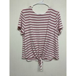 Marled Reunited Short Sleeve Pink Strip With Buttons Down The Back L Tie Front